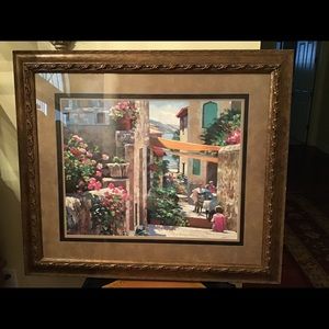 Floral Landscape in village cafe overlooking water